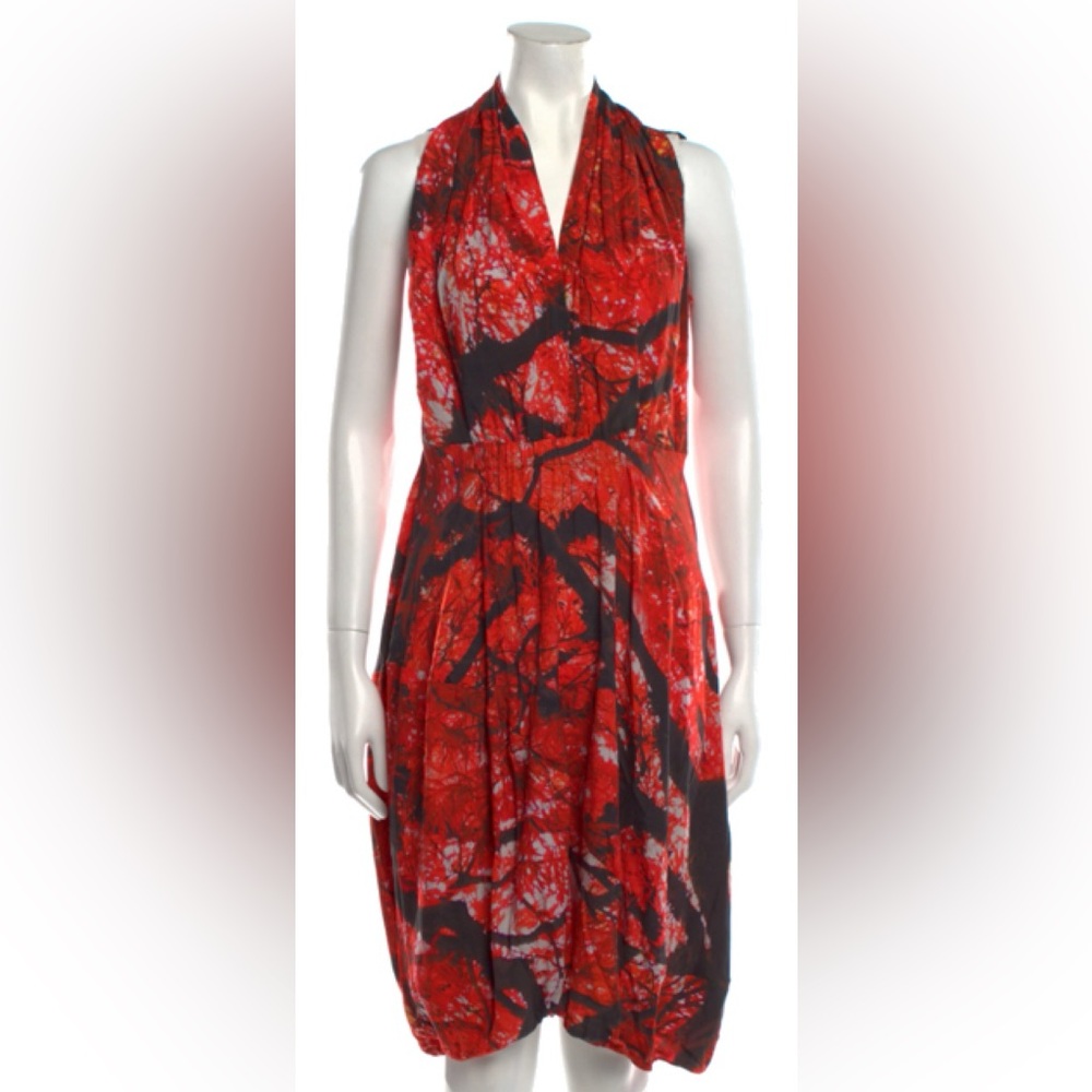 Zero + Maria Cornejo Silk Red Tree Print Cocoon Dress